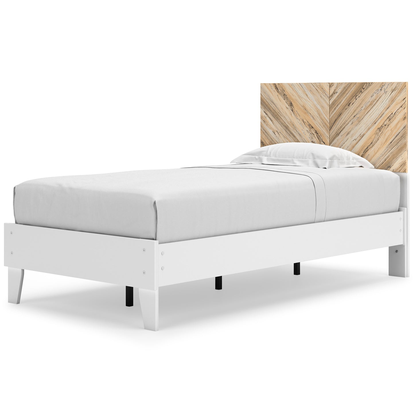 Piperton Twin Platform Bed with headboard - White - Furniture Depot