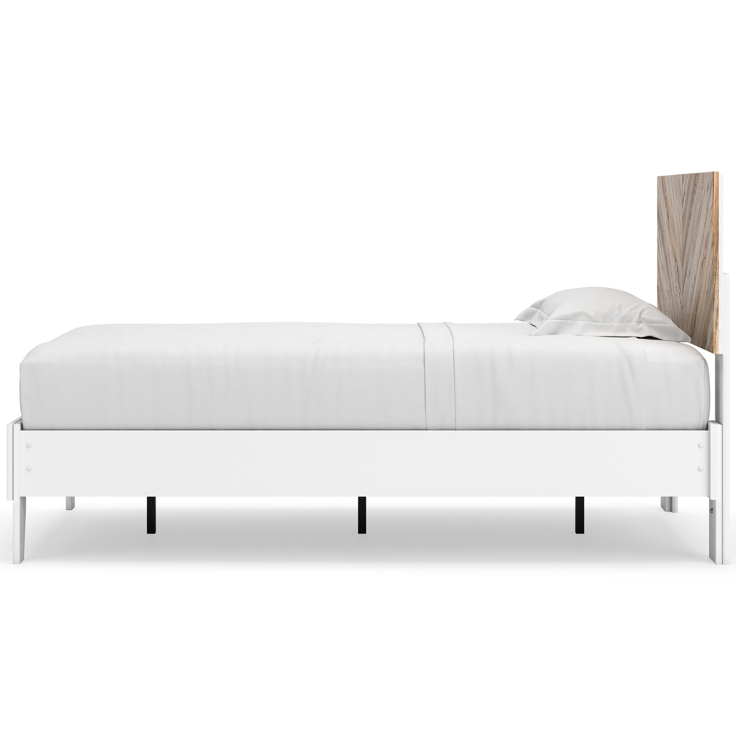 Piperton Twin Platform Bed with headboard - White - Furniture Depot