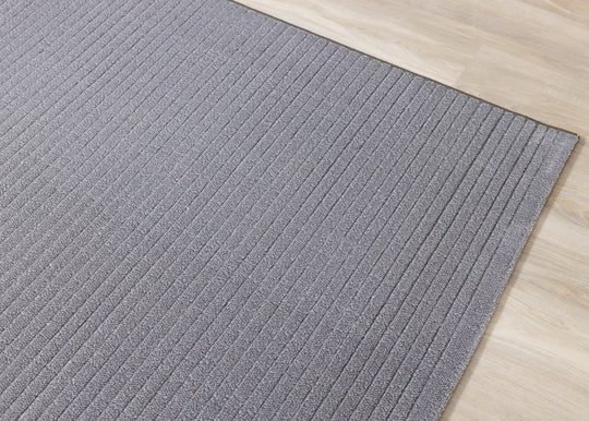 Ella Grey Carved Stripe Plush Rug - Furniture Depot