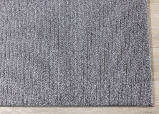 Ella Grey Carved Stripe Plush Rug - Furniture Depot