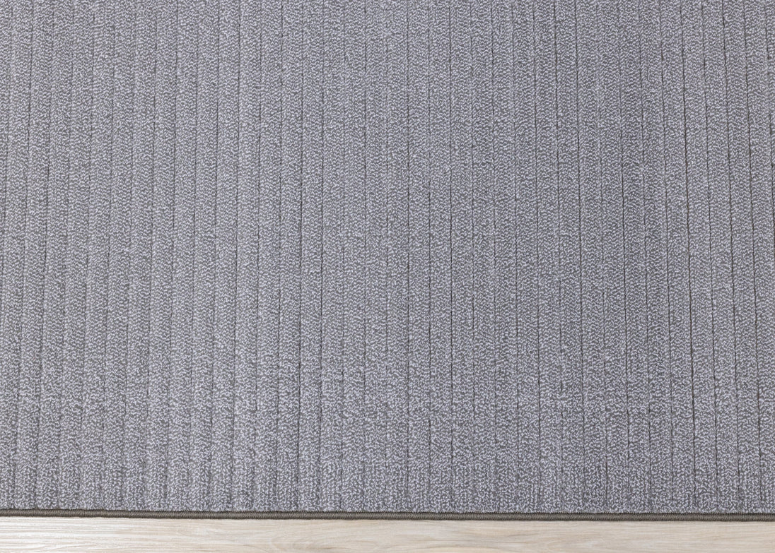 Ella Grey Carved Stripe Plush Rug - Furniture Depot