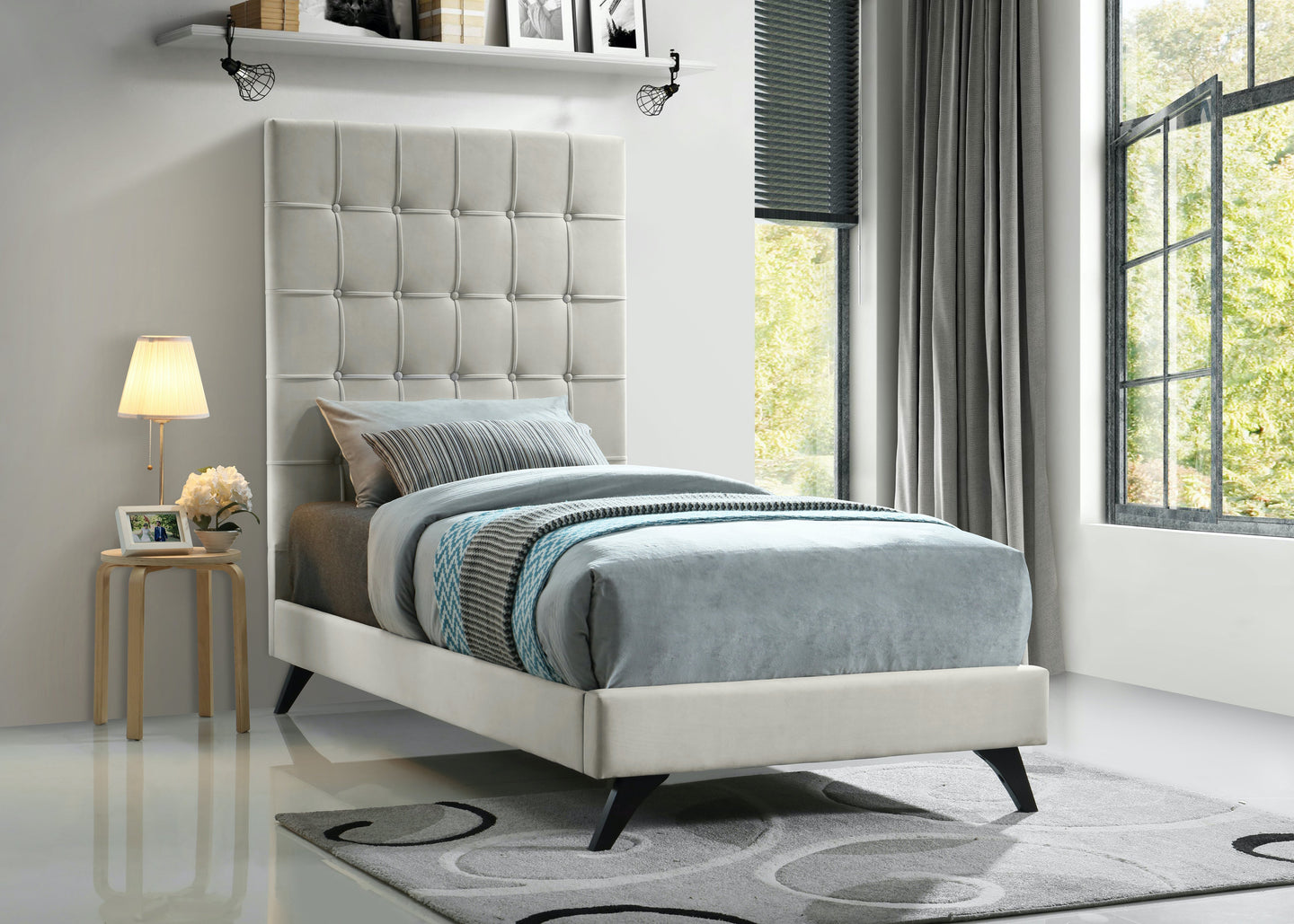 Elly Velvet Bed - Furniture Depot