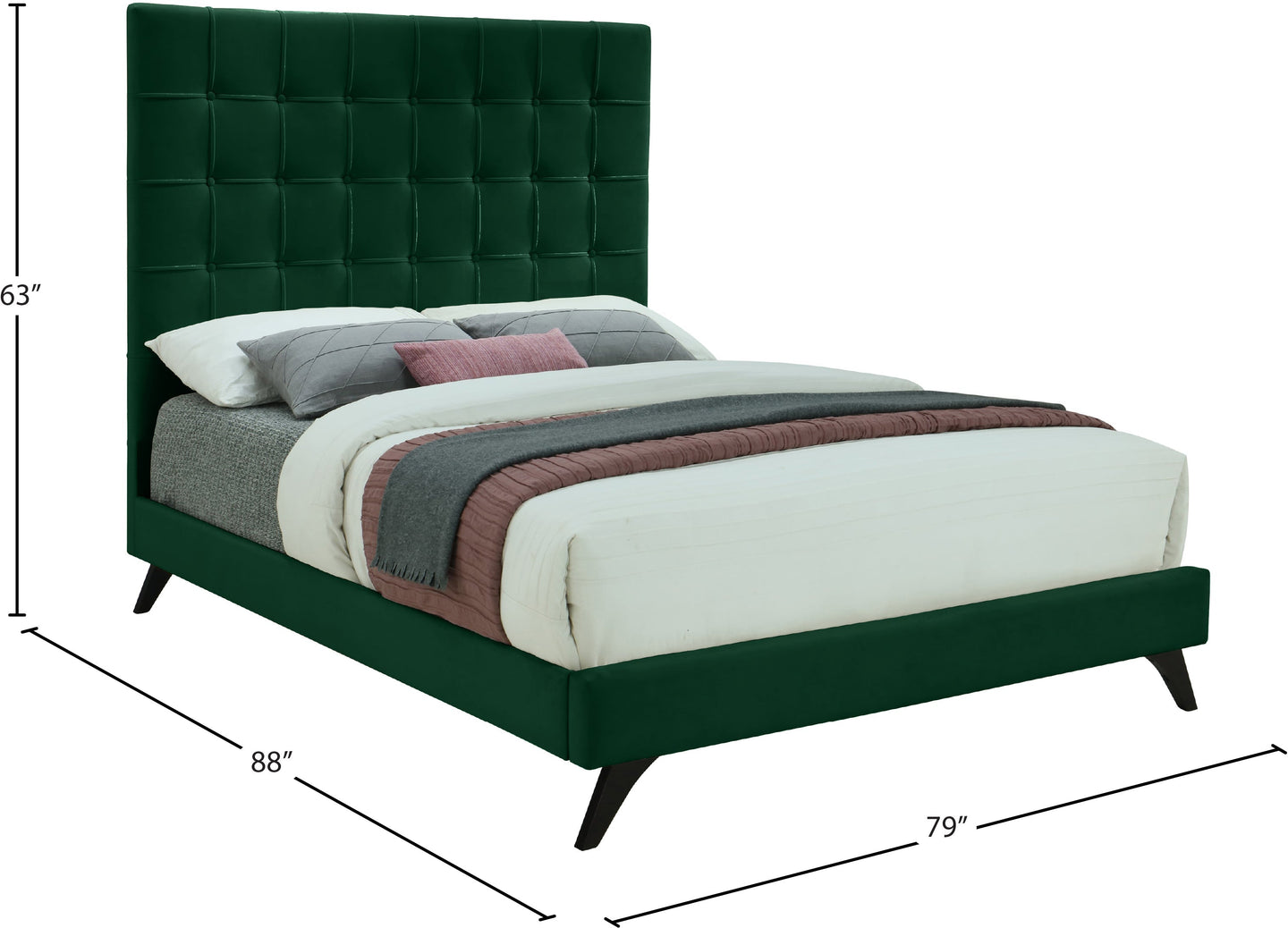 Elly Velvet Bed - Furniture Depot