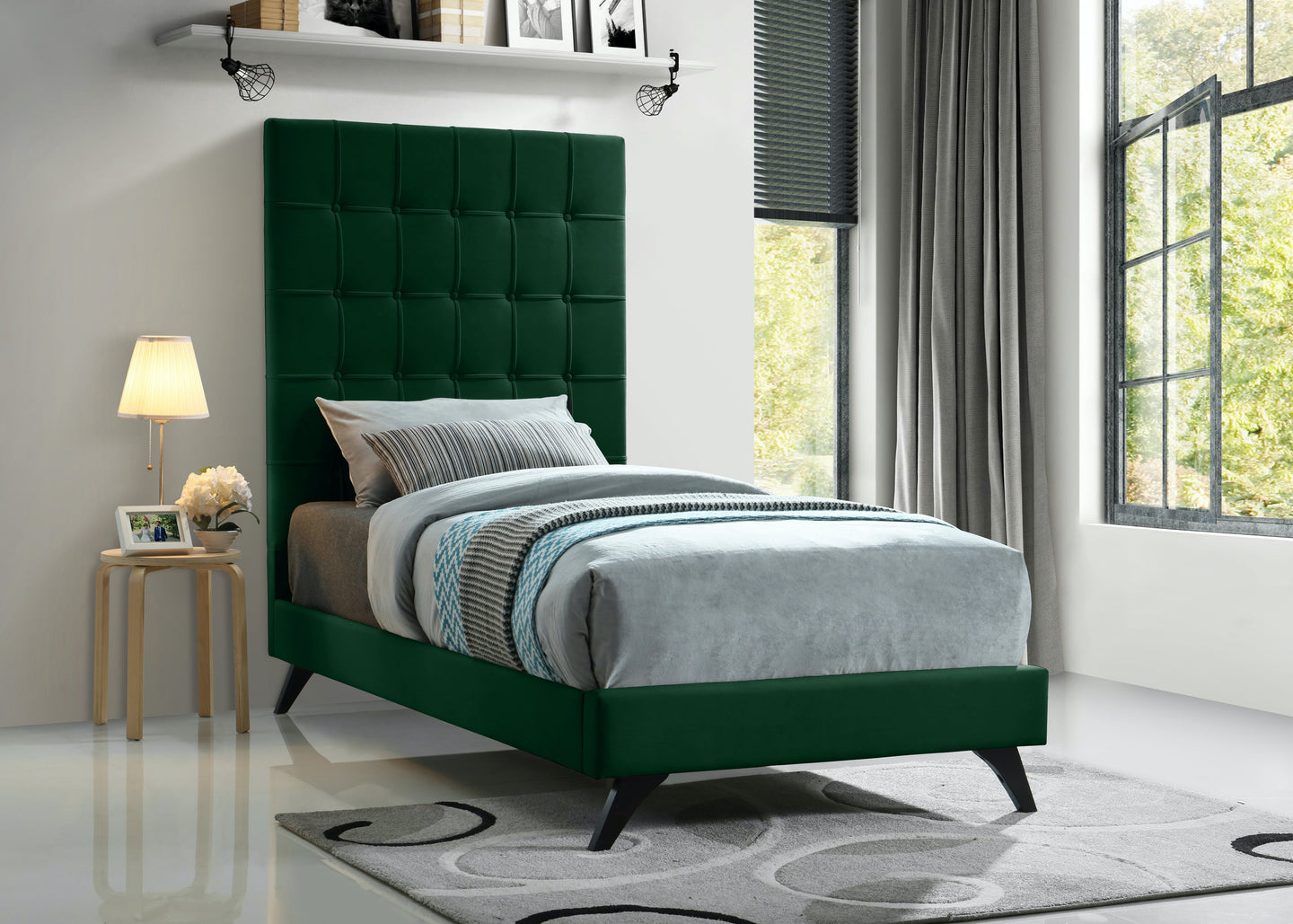 Elly Velvet Bed - Furniture Depot