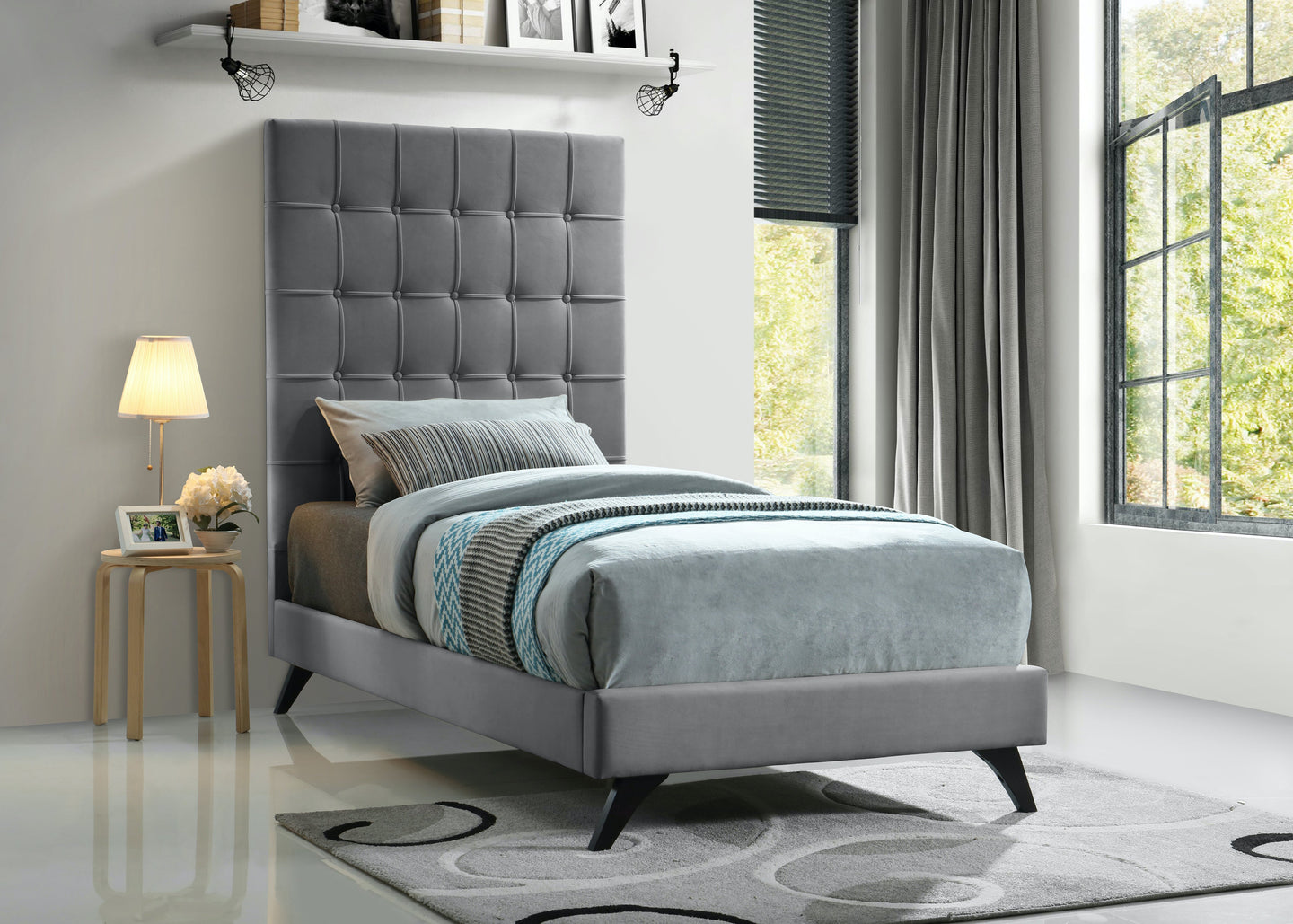 Elly Velvet Bed - Furniture Depot