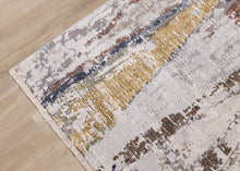 Load image into Gallery viewer, Evora Cream Blue Red Yellow Opposing Triangles Distressed Rug - Furniture Depot