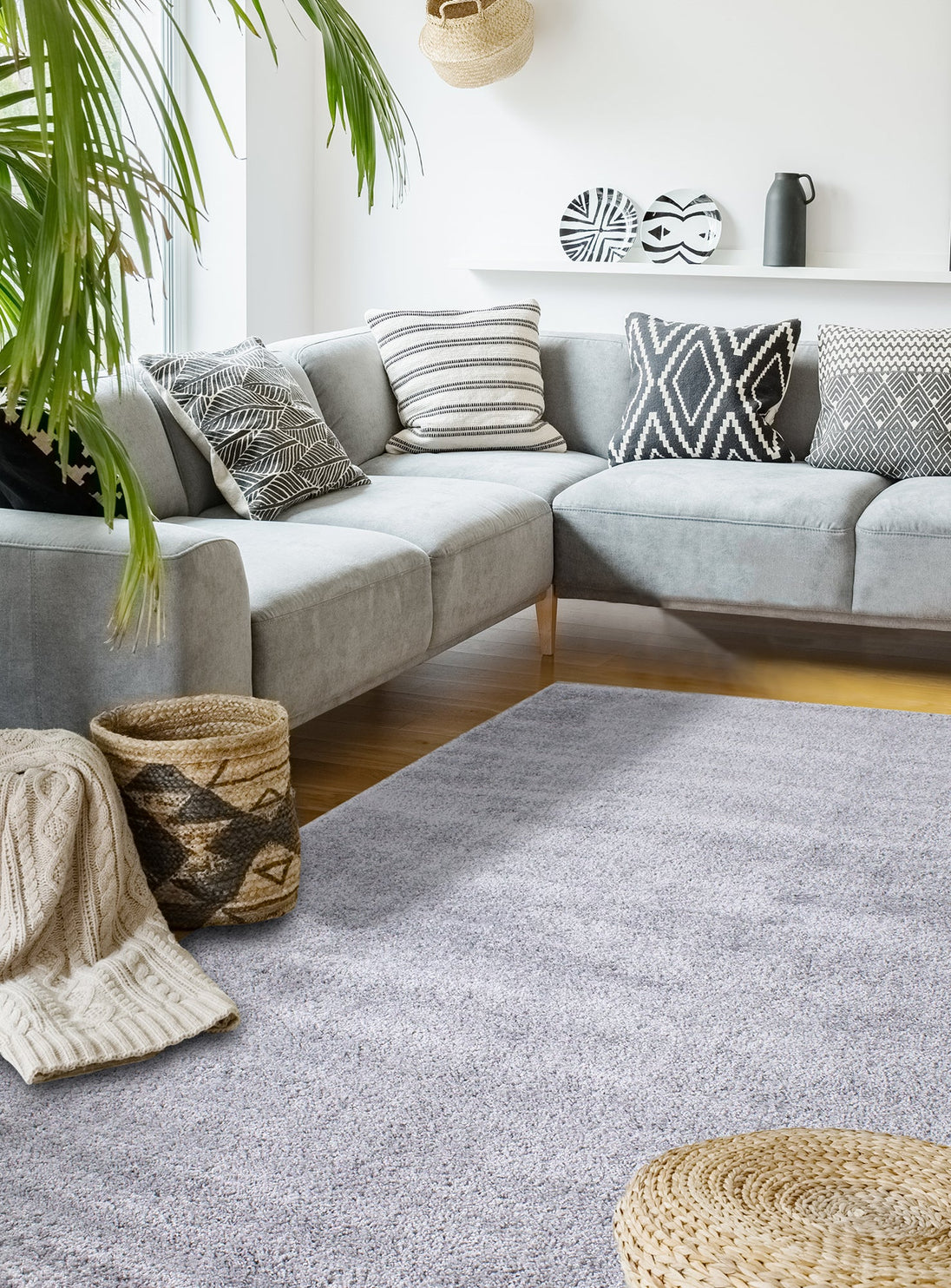 Fergus Solid Grey Bulky Shag Rug - Furniture Depot