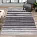 Fergus Grey White Stripes Shag Rug - Furniture Depot