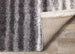 Fergus Grey White Stripes Shag Rug - Furniture Depot