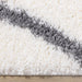 Fergus White Grey Lines Crossing Shag Rug - Furniture Depot