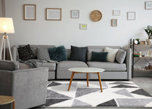 Load image into Gallery viewer, Fergus White Grey Placement Pattern Rug - Furniture Depot