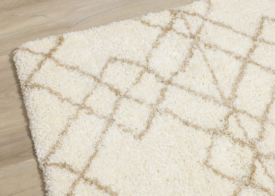 Fergus White Beige Patterned Rug - Furniture Depot