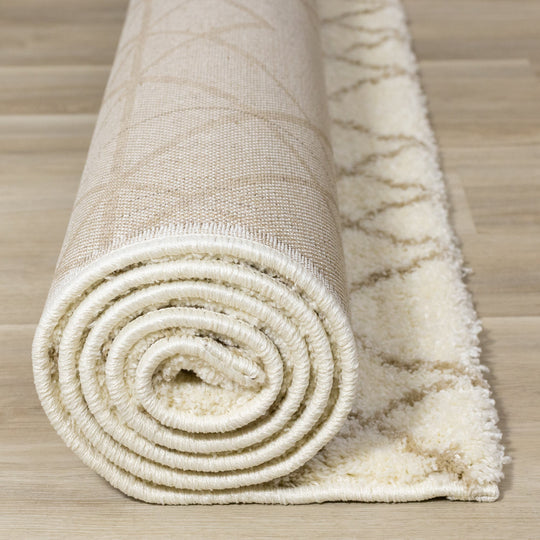 Fergus White Beige Patterned Rug - Furniture Depot