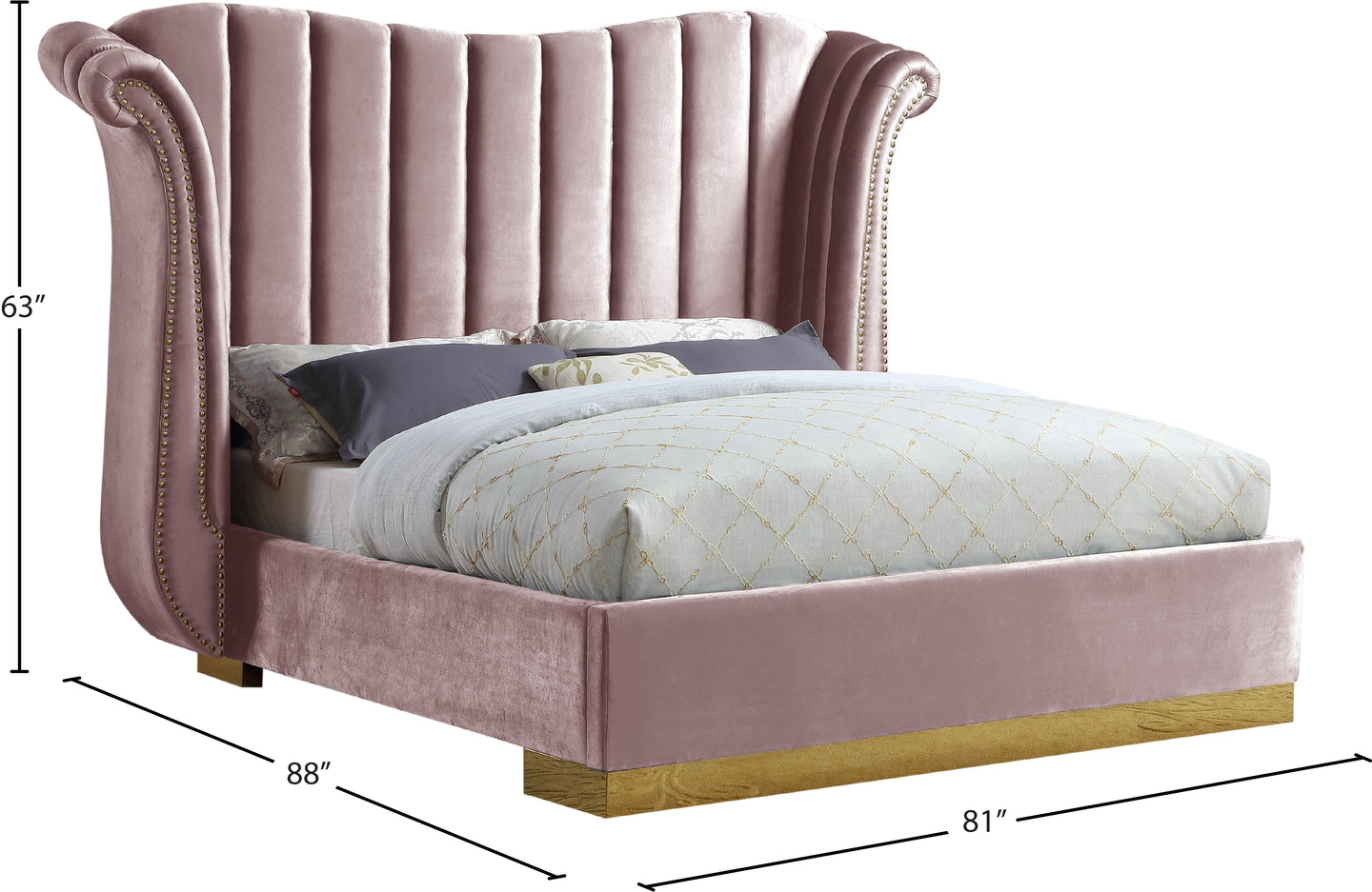 Flora Velvet Bed (3 Boxes) - Furniture Depot