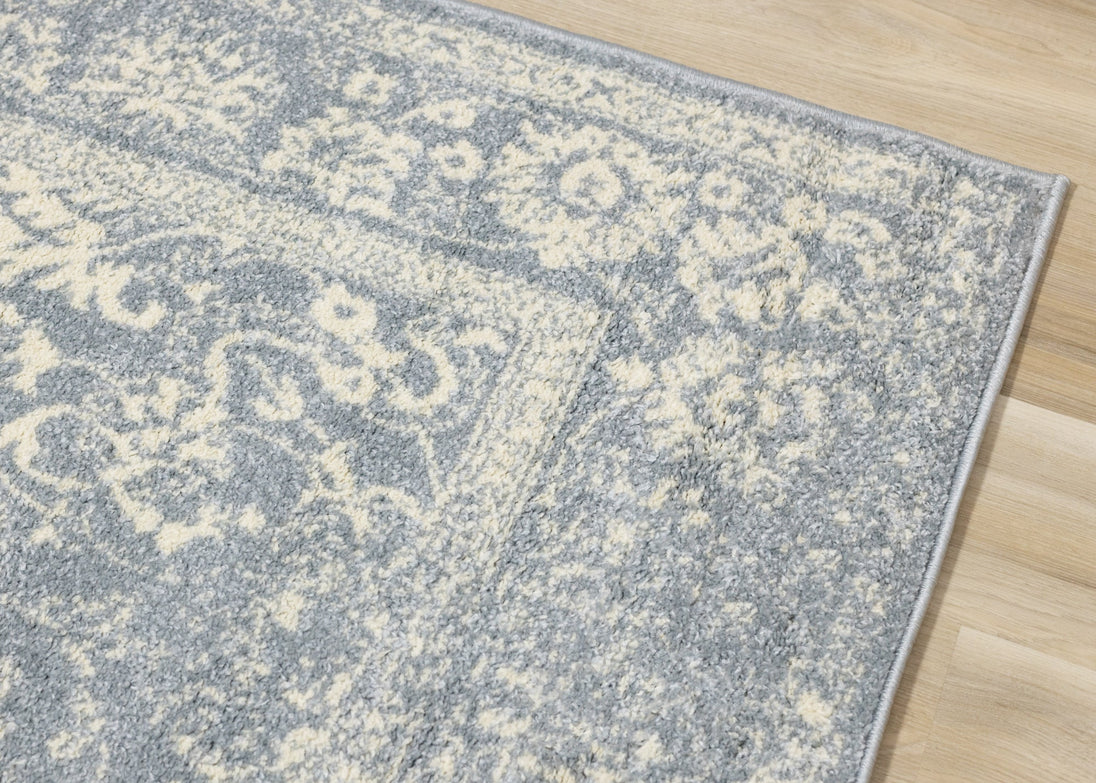 Focus Blue Cream Faded Elegant Rug - Furniture Depot