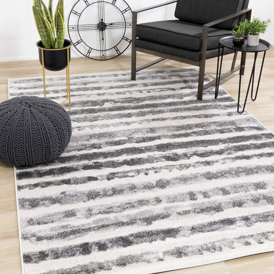 Focus Grey Marker Stripes Rug - Furniture Depot