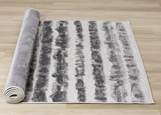 Focus Grey Marker Stripes Rug - Furniture Depot