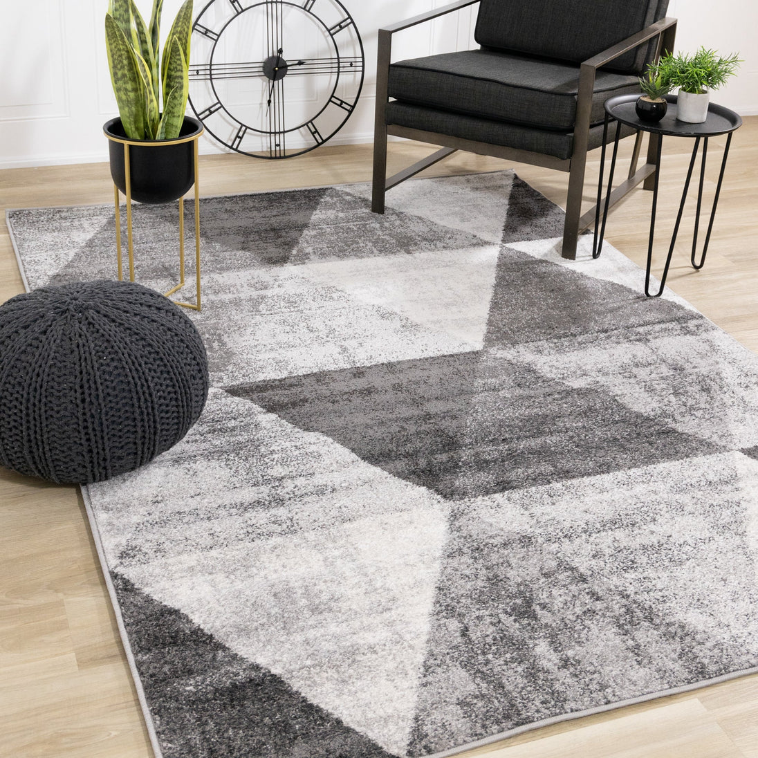 Focus Grey Cream Variegation Rug - Furniture Depot