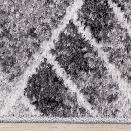 Focus Grey Cream Distressed Triangle Vertical Column Rug - Furniture Depot