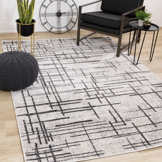 Focus Grey Grid Disperse Rug - Furniture Depot