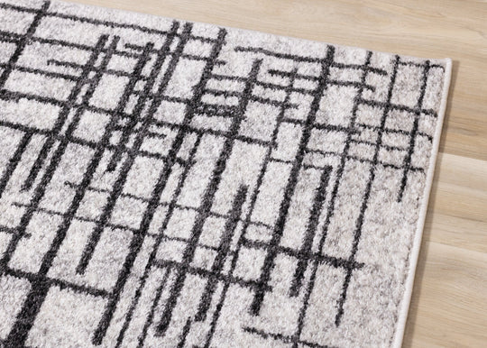 Focus Grey Grid Disperse Rug - Furniture Depot