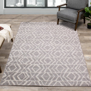Focus Grey White Stripe Pattern Rug - Furniture Depot
