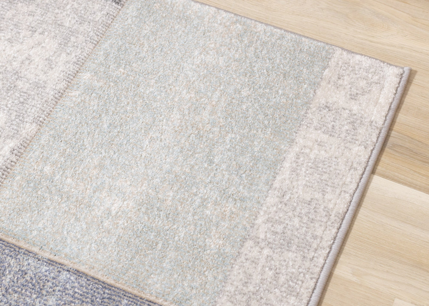 Folio Blue Grey Distressed Block Pattern Rug - Furniture Depot