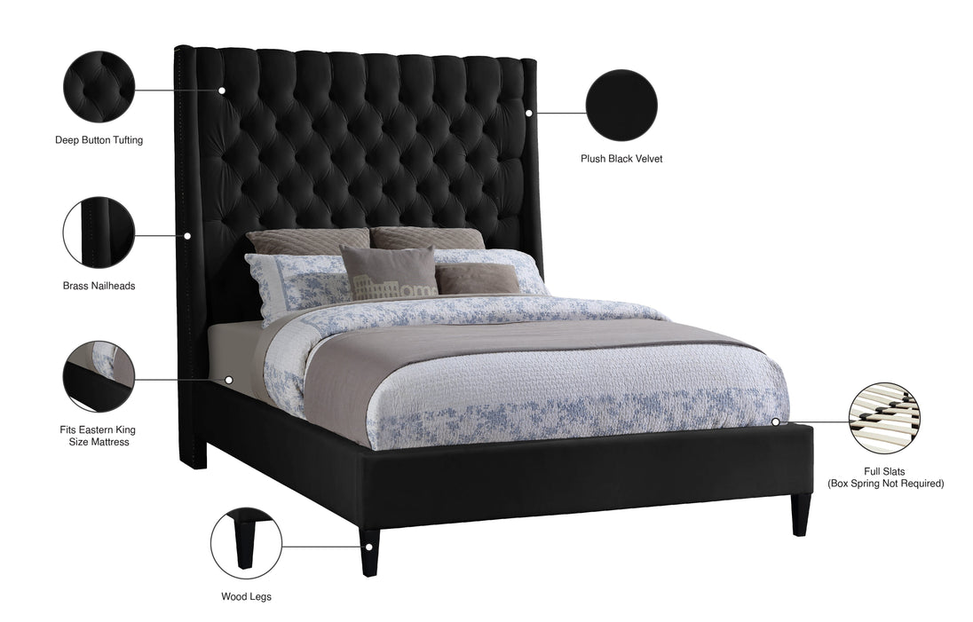 Fritz Velvet Bed - Furniture Depot