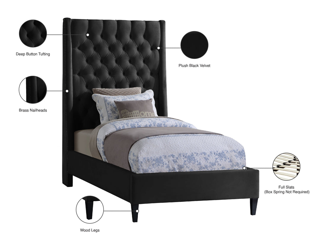 Fritz Velvet Bed - Furniture Depot