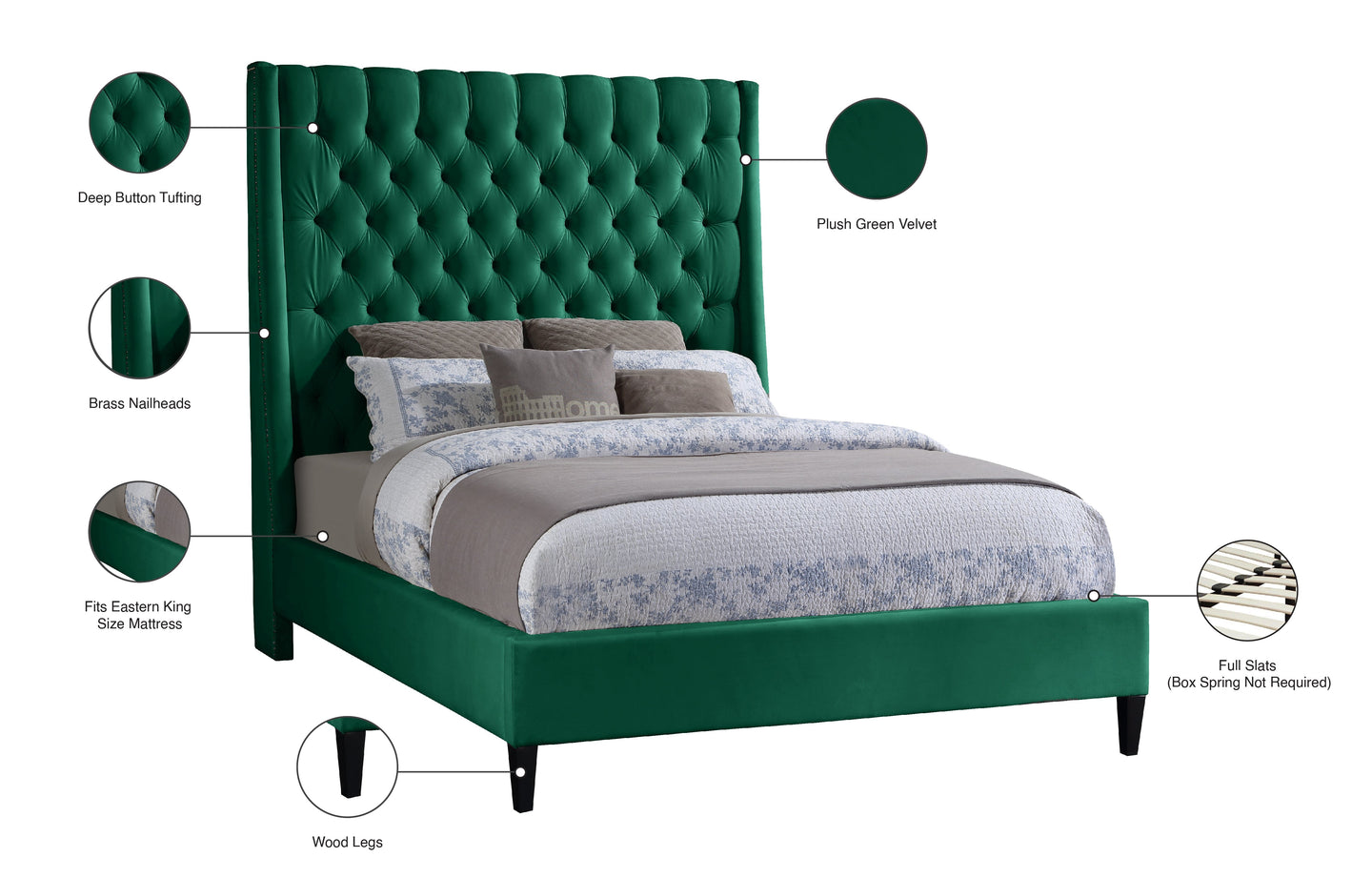 Fritz Velvet Bed - Furniture Depot