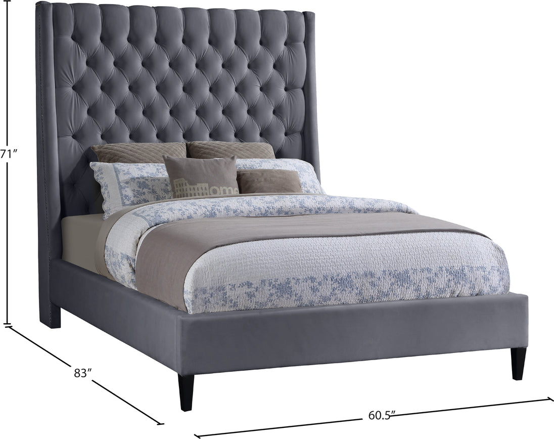 Fritz Velvet Bed - Furniture Depot