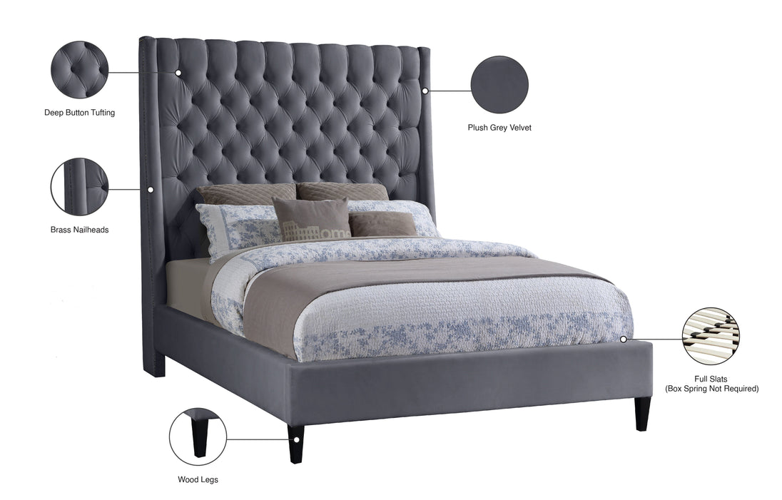 Fritz Velvet Bed - Furniture Depot