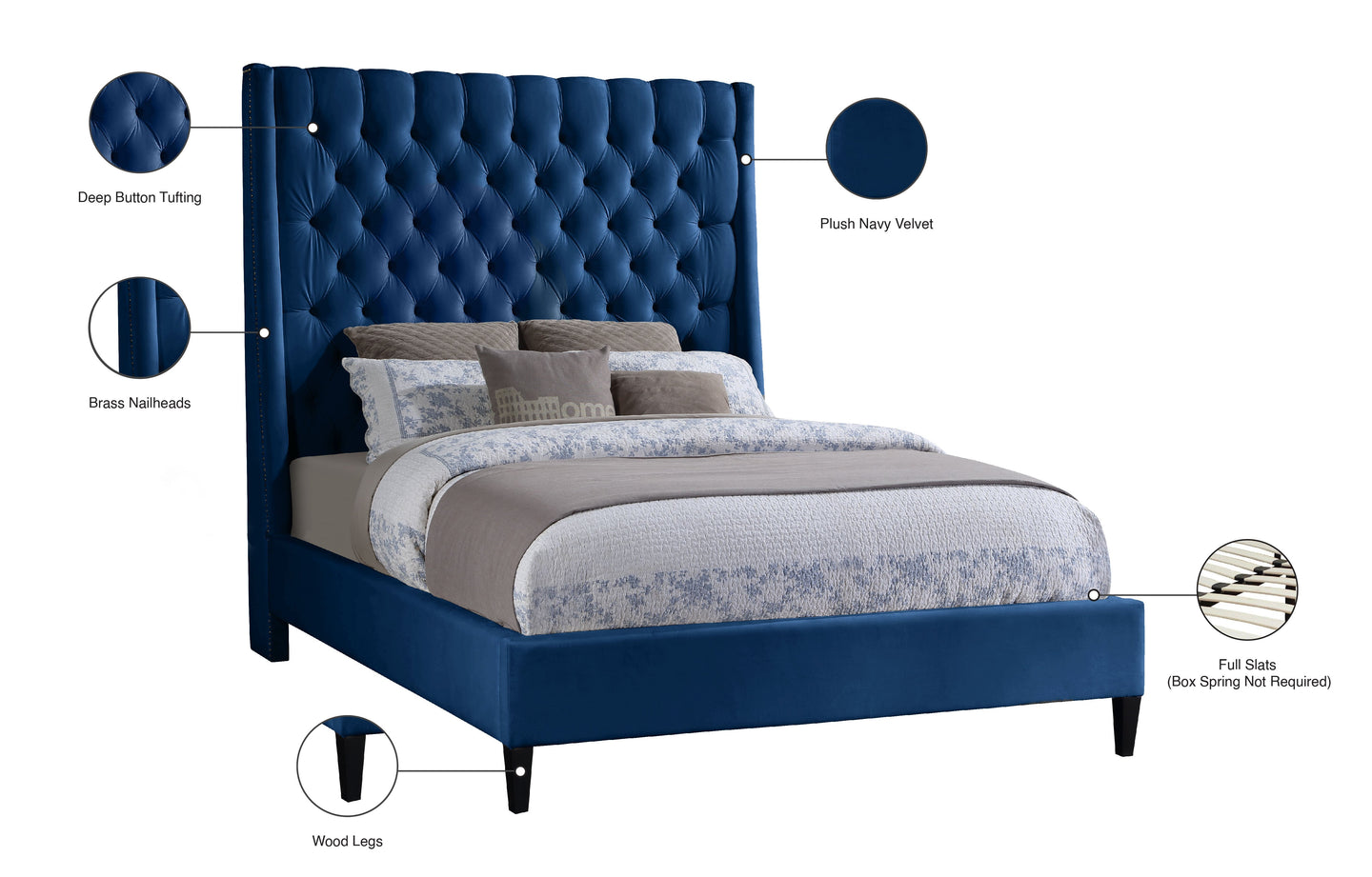 Fritz Velvet Bed - Furniture Depot