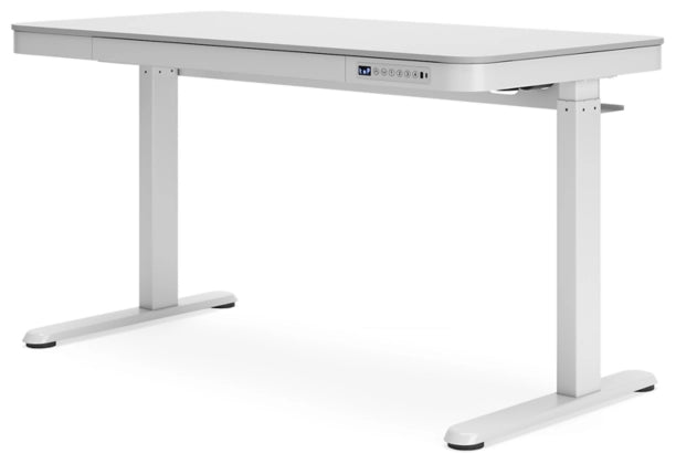 Lynxtyn Adjustable Height Home Office Desk - Taupe/White - Furniture Depot (7886865072376)