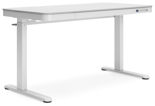 Lynxtyn Adjustable Height Home Office Desk - Taupe/White - Furniture Depot (7886865072376)