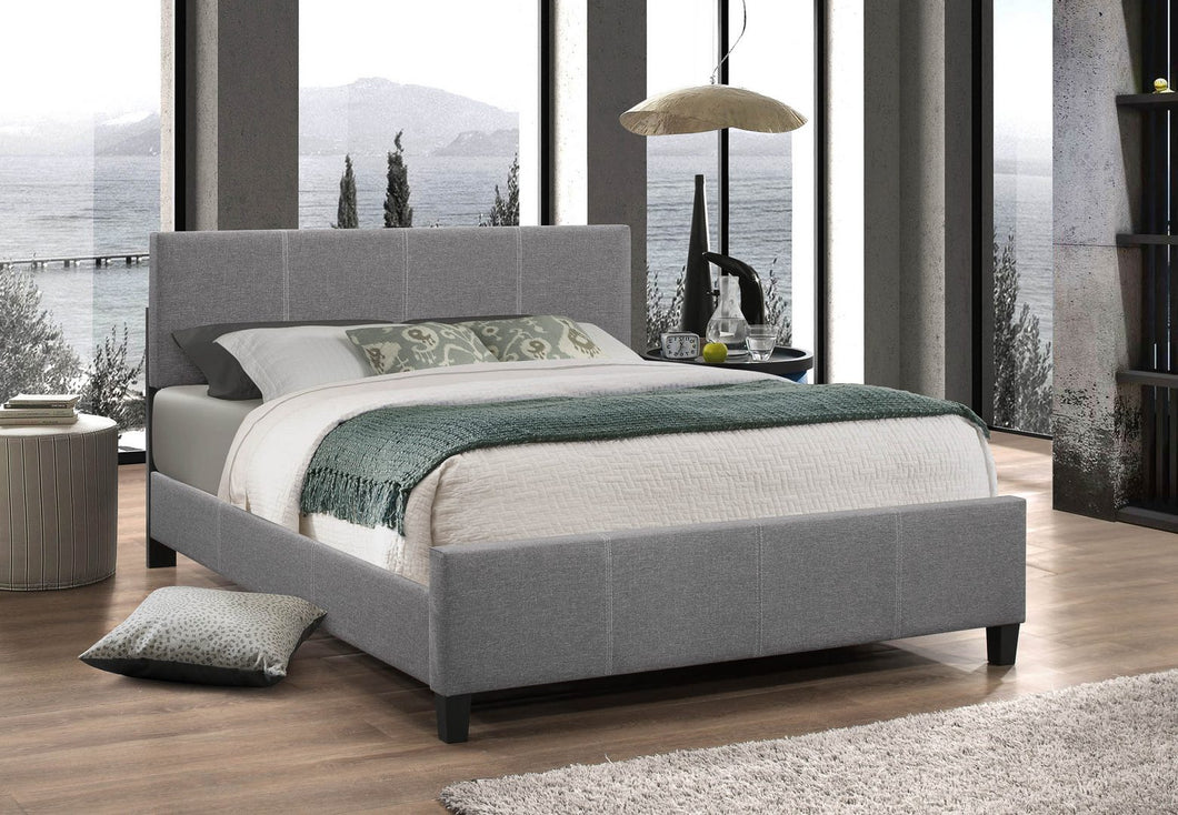 137 Light Grey Fabric Bed With Contrast Stitching - Furniture Depot