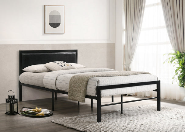 142 Metal Bed with Black PU - Furniture Depot