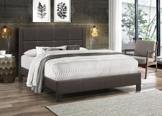 5352 Espresso PU Bed with Contrast - Furniture Depot