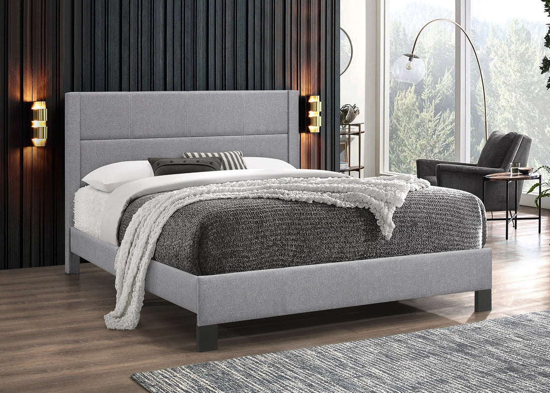 5354 Light grey fabric bed - Furniture Depot