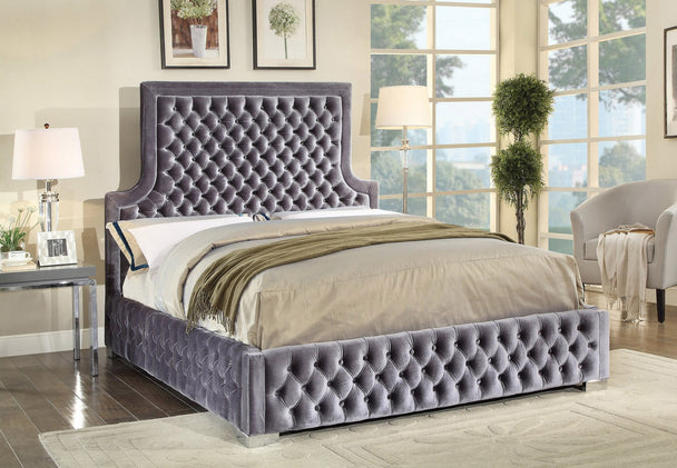 Jules upholstered Bed Grey - Furniture Depot