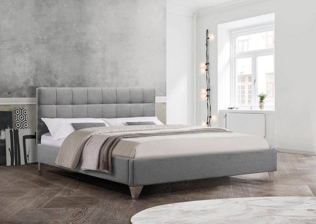 Mosely 5710 Grey Fabric Platform Bed - Furniture Depot