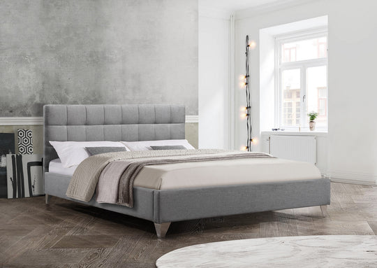 Mosely 5710 Grey Fabric Platform Bed - Furniture Depot
