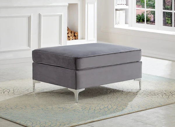 Emma Collection - Velvet Fabric Deep Tufting in Grey - Furniture Depot