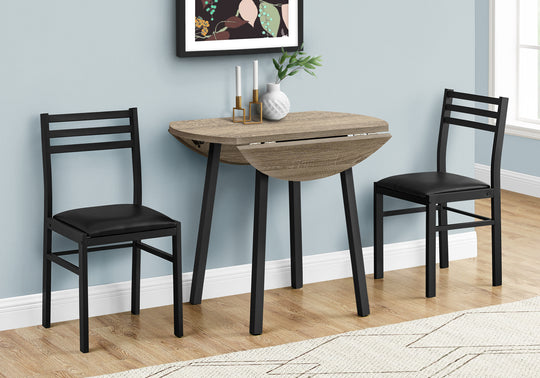 I 1003 Dining Set - 3pcs Set / Dark Taupe Top / Black Metal - Furniture Depot (7881061662968)