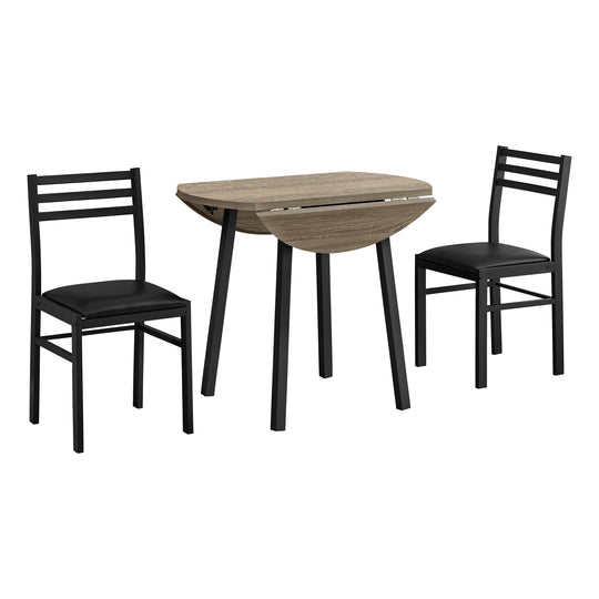 I 1003 Dining Set - 3pcs Set / Dark Taupe Top / Black Metal - Furniture Depot (7881061662968)