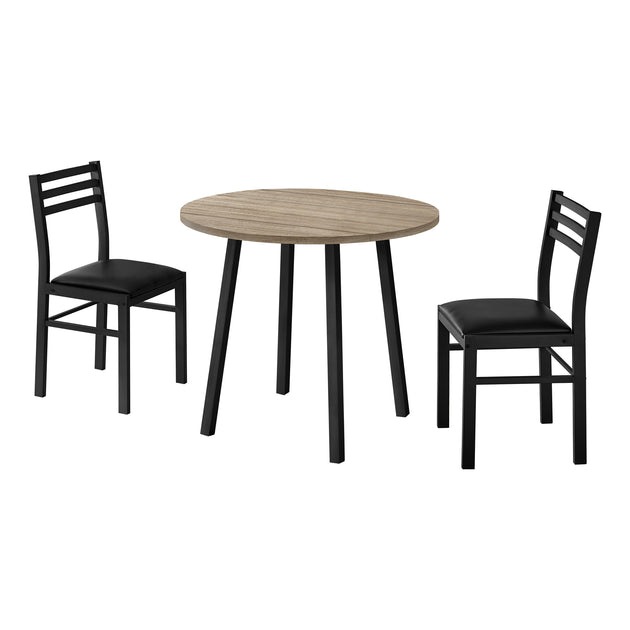 I 1003 Dining Set - 3pcs Set / Dark Taupe Top / Black Metal - Furniture Depot (7881061662968)