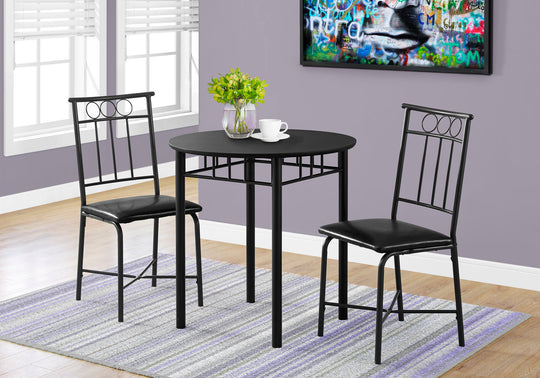 I 1013 Dining Set - 3pcs Set / Black Metal And Top - Furniture Depot (7881061761272)