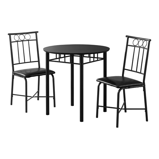 I 1013 Dining Set - 3pcs Set / Black Metal And Top - Furniture Depot (7881061761272)