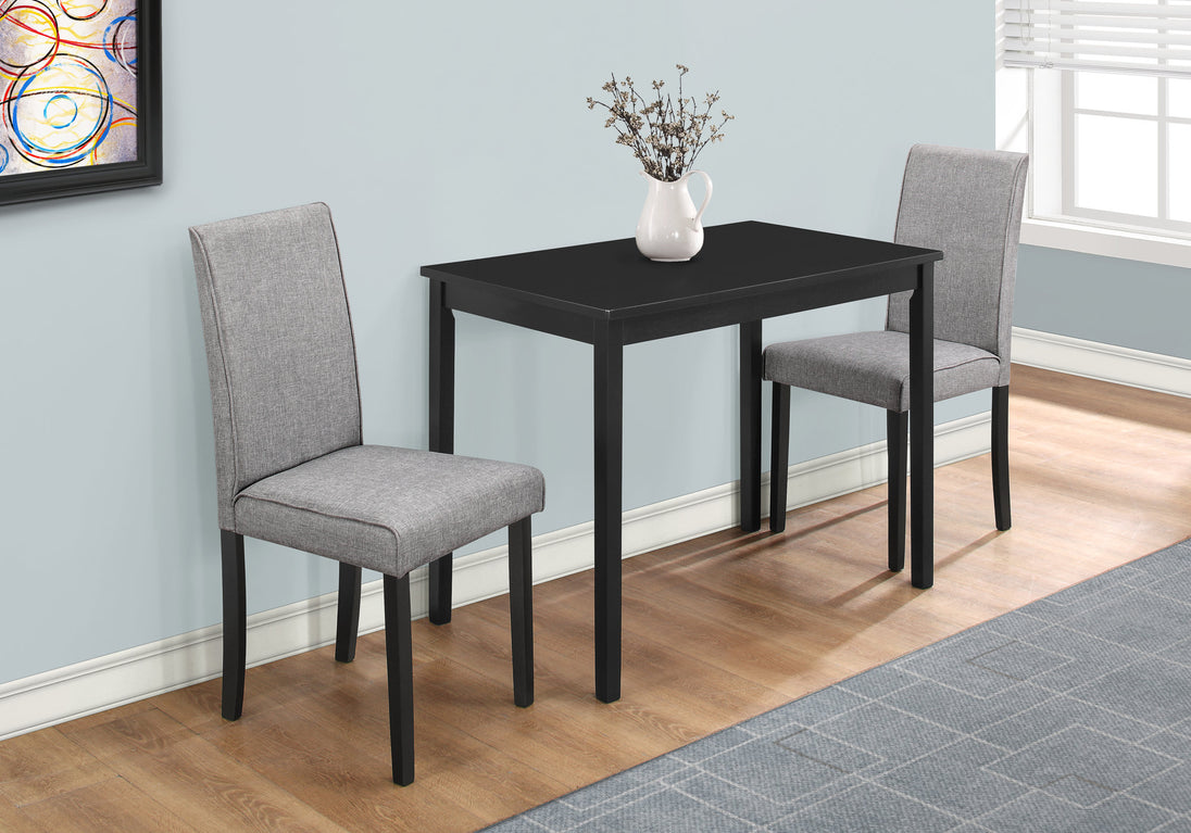 I 1016 Dining Set - 3pcs Set / Black / Grey Linen Parson Chairs - Furniture Depot (7881061925112)