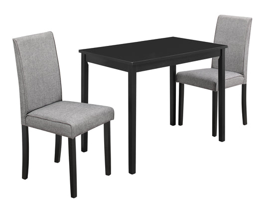 I 1016 Dining Set - 3pcs Set / Black / Grey Linen Parson Chairs - Furniture Depot (7881061925112)